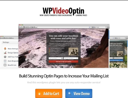 Product picture Wordpress Video Optin - Wordpress Plugin Makes Beautiful Squeeze Pages With Video Backgrounds - PLR